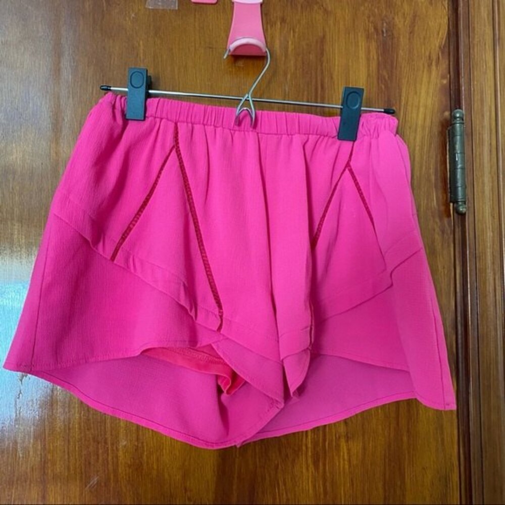 Pink Shorts Crescent Boutique Flowy Fabric High Rise Pull On Bright Neon Small